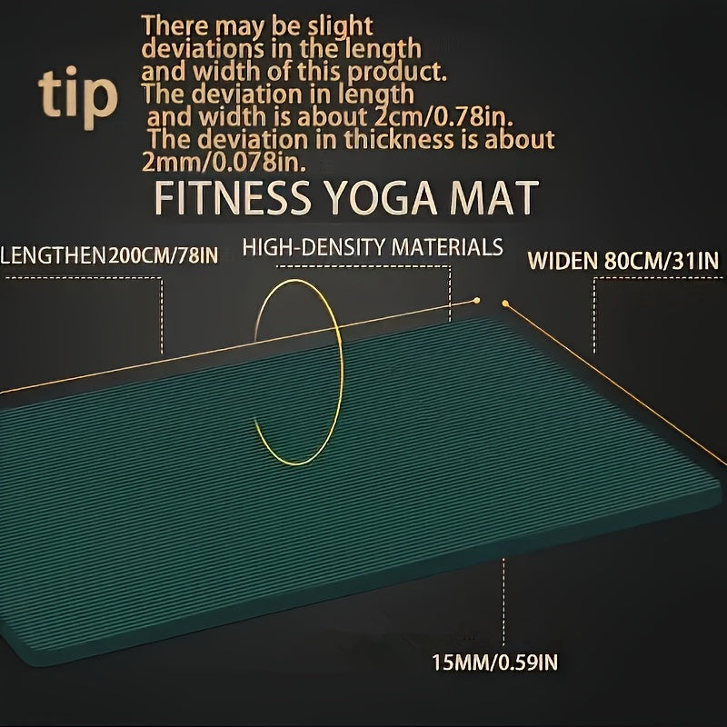 High-Density 15mm Thick Tear-Resistant Yoga Mat with Carry Straps & Mesh Pocket - Non-Slip Pilates Exercise Mat (Green/Black)