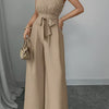 Women's Sleeveless High-Neck Wide-Leg Jumpsuit with Belted Waist