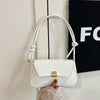 Women's Faux Leather Baguette Handbag – Retro Underarm Shoulder & Messenger Bag with Buckle Closure, Versatile Day-to-Night Purse