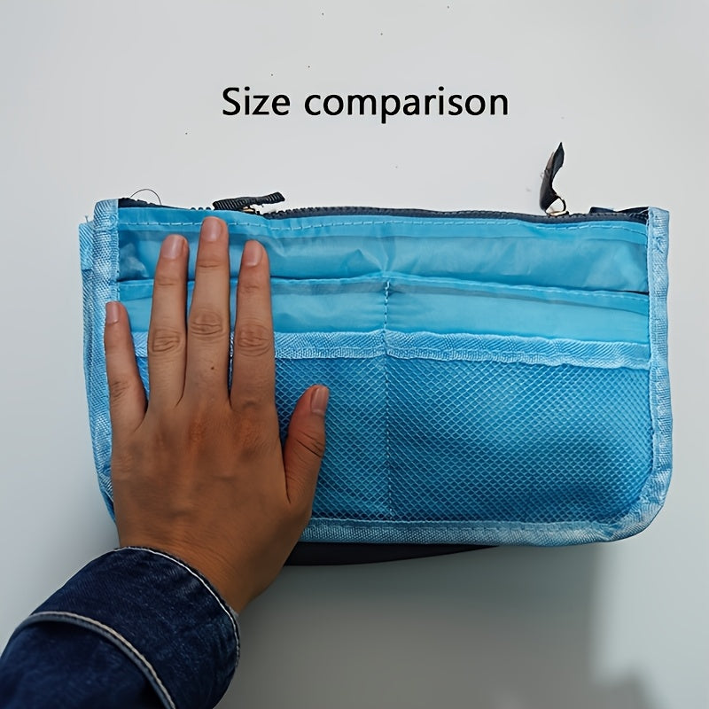 Foldable Double-Layer Makeup Bag & Travel Organizer - Large Capacity Zippered Toiletry Pouch