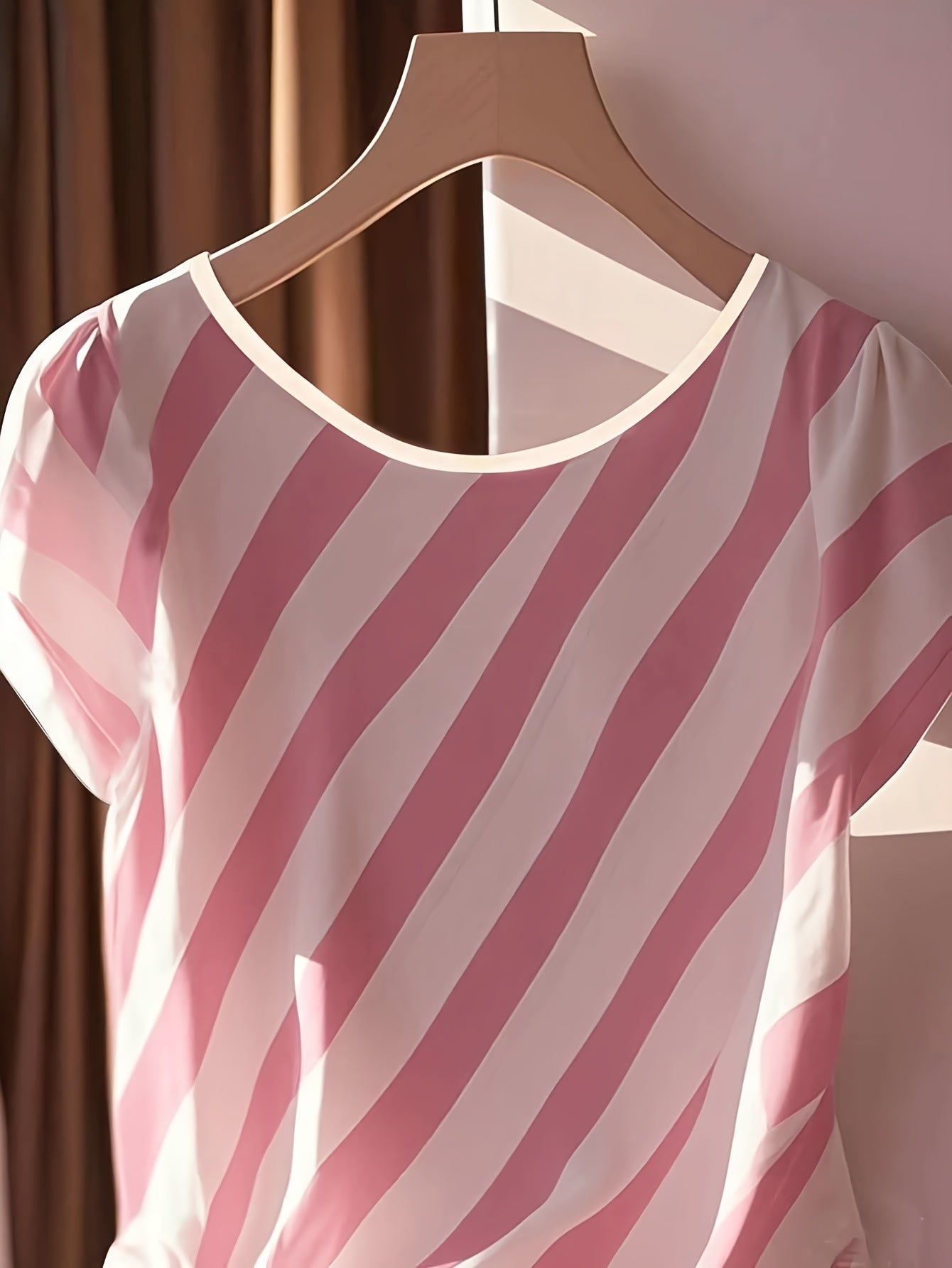 Women's French-Inspired Sleeveless Bow Blouse – Semi-Sheer Striped Crew-Neck Top for Spring, Summer & Fall