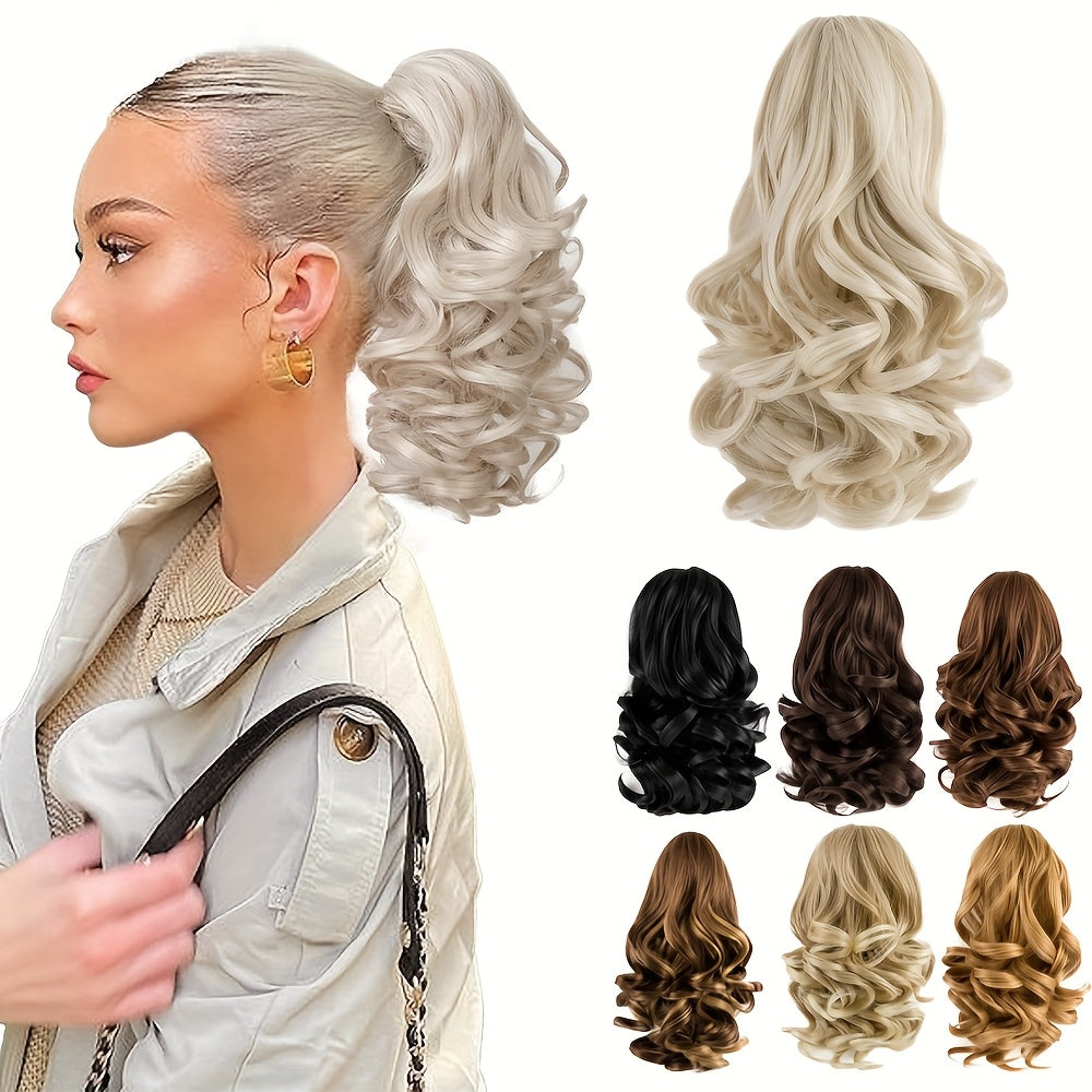 Curly Wavy Clip-In Ponytail – Clip-On Volumizing Hair Extension for Women – Heat-Resistant Fiber