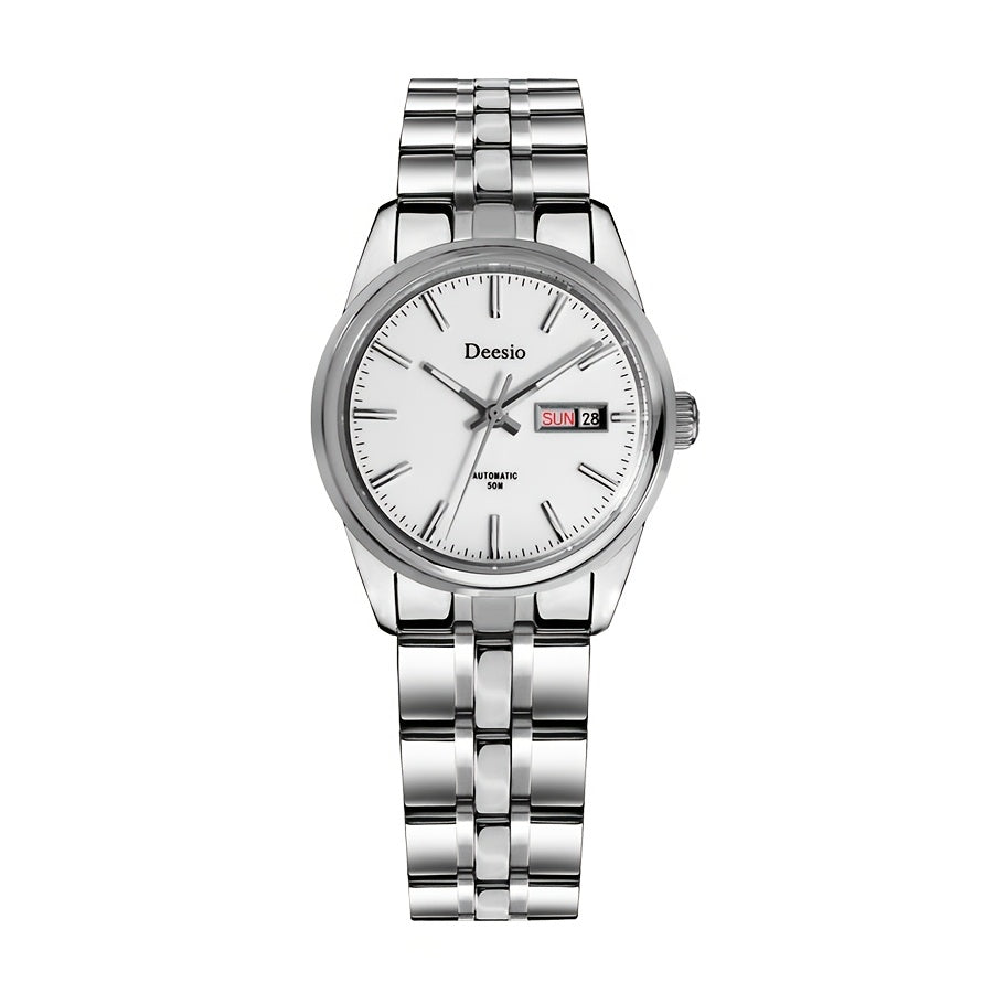 Deesio Women's Stainless Steel Mechanical Automatic Watch, Chain Link Bracelet Business Casual Wristwatch, Gift for Her