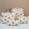 Travel Makeup Bag – Floral Large-Capacity Polyester Cosmetic Pouch with Zipper, Mixed Colors (Pink Blue Yellow Green)