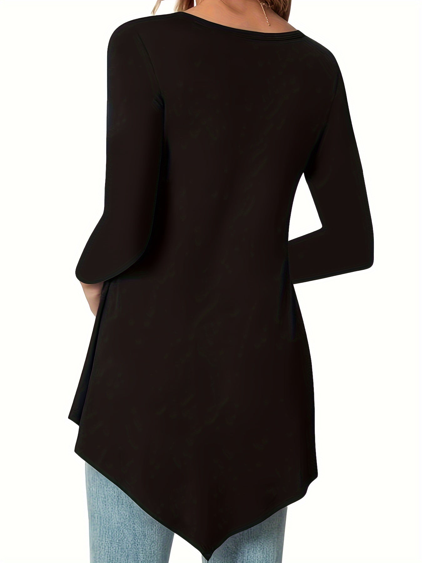 Women's Long Sleeve Peplum Top - Relaxed Fit Crew Neck Casual Blouse for Spring, Summer & Fall