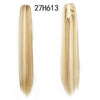 22-Inch (56 cm) Straight Synthetic Ponytail Extension with Claw Clip - Heat-Resistant Black & White Hairpiece for Women