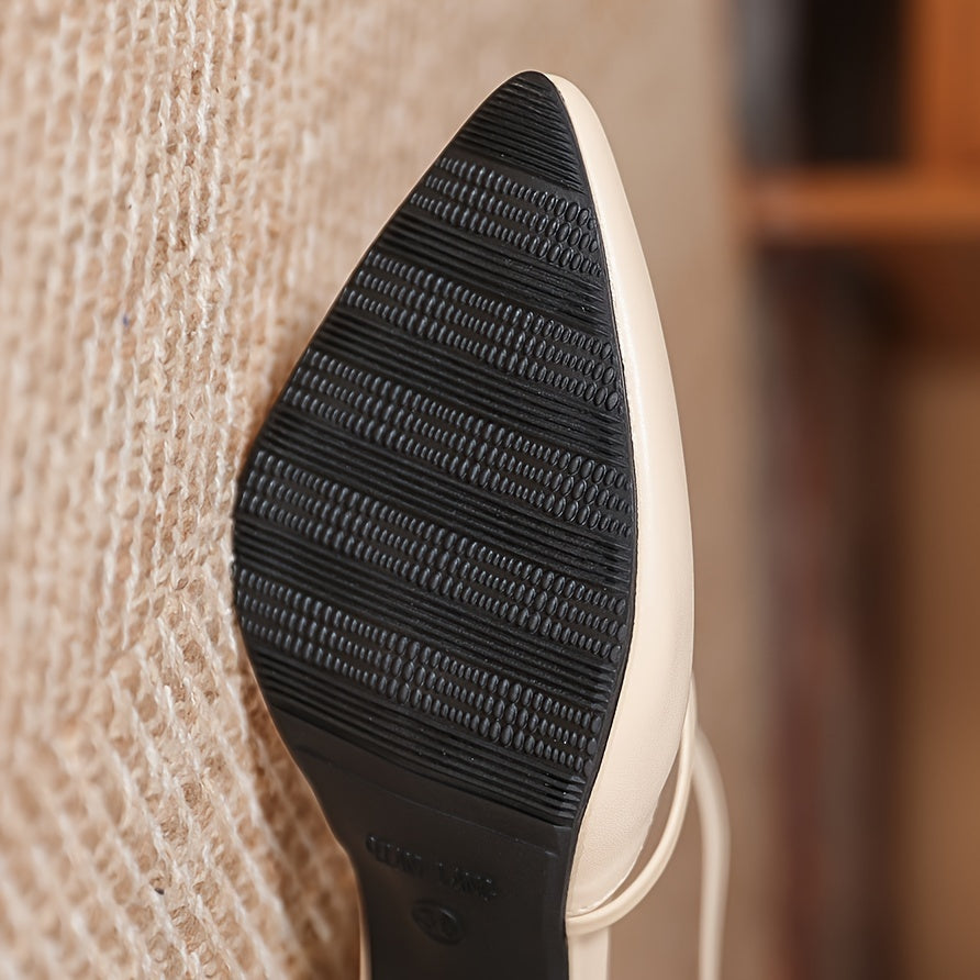 Women's Pointed Toe High Block Heel Sandals with Hollow Square Buckle