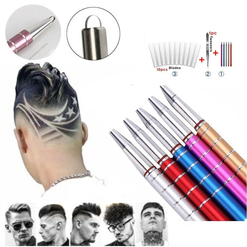 Stainless Steel Hair Tattoo Engraving Pen — Precision Razor for Hair Design, Eyebrow Trimming & Barber Styling