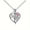 Elegant Mom Heart Pendant Necklace with Sparkling Flower Accents – Gold-Tone Zinc Alloy Mother's Day Gift