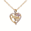 Elegant Mom Heart Pendant Necklace with Sparkling Flower Accents – Gold-Tone Zinc Alloy Mother's Day Gift