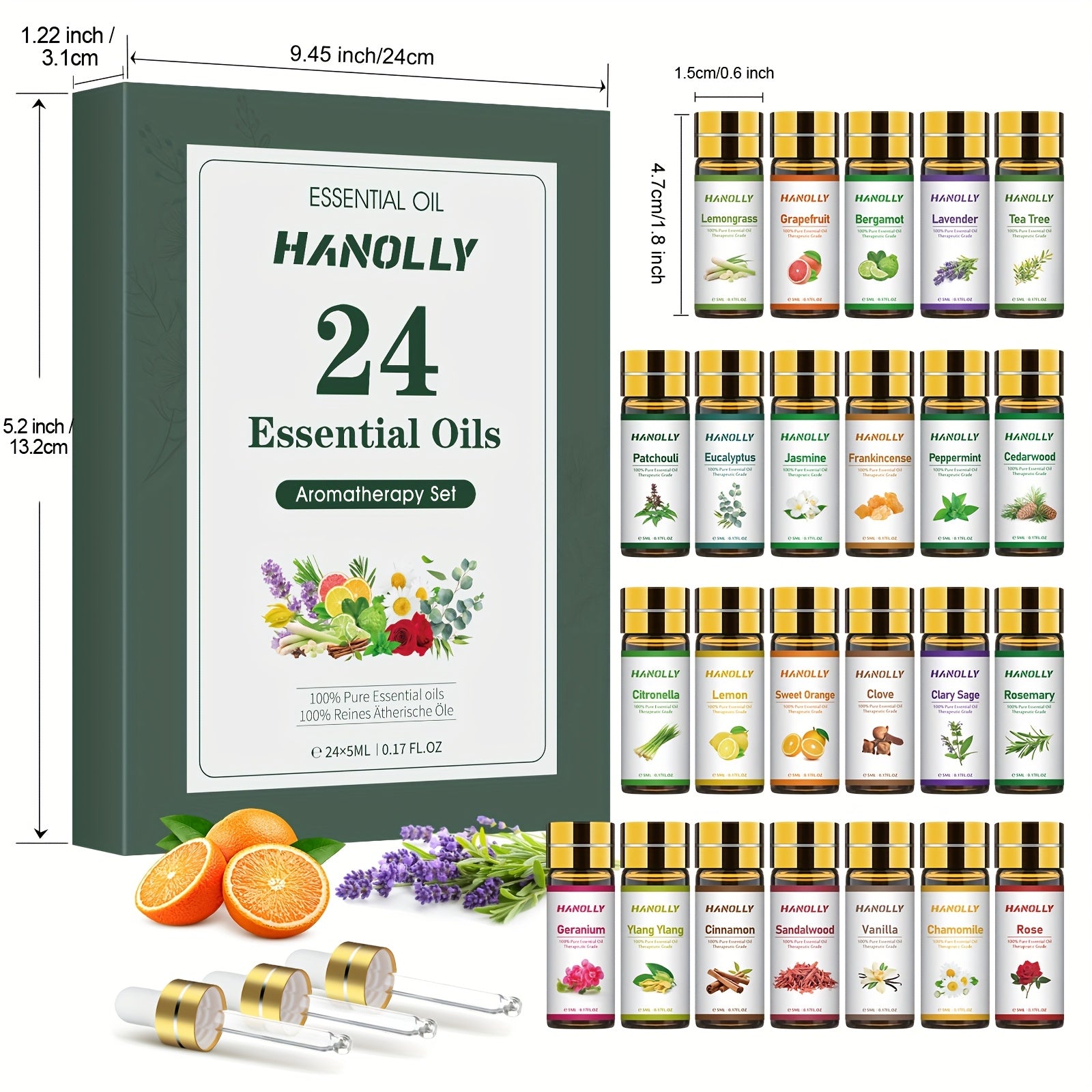 24-Piece Essential Oils Set for Diffuser & Aromatherapy – Premium Oils for Candle Making, Massage and Home Fragrance