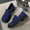 Navy Gloss Penny Loafers for Women - Faux-Lined Round Toe with Rubber Sole, All-Season Casual & Semi-Formal