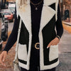 Women’s Faux Leather Mixed-Media Lapel Vest with Faux Fur Lining and Zip Pockets — Sleeveless Warm Fall Winter Vest