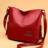 Vegan Leather Bucket Bag – Stitched Crossbody Shoulder Purse for Women