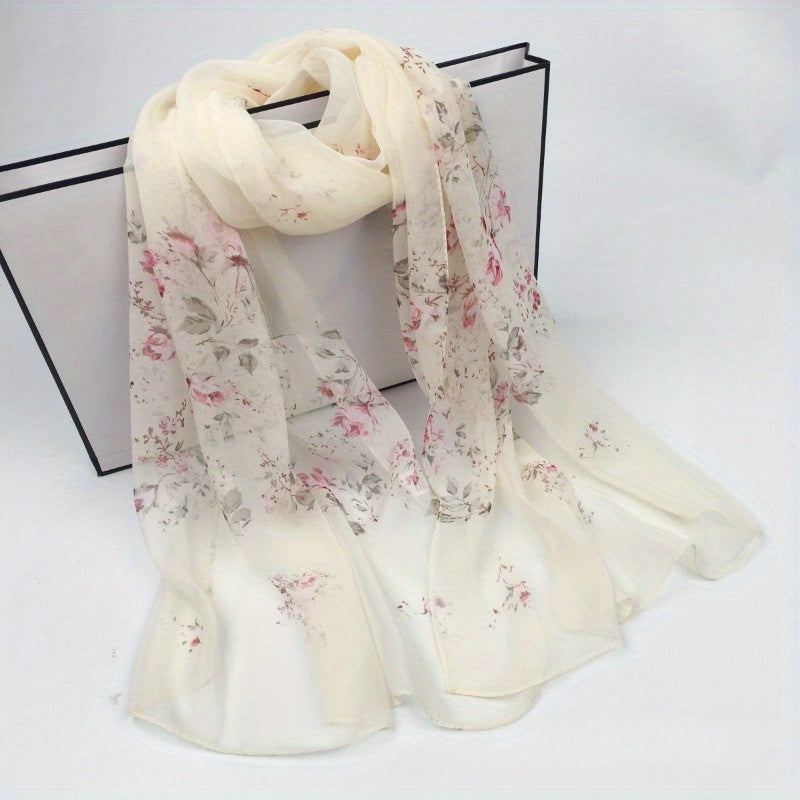 Lightweight Women's Floral Scarf Shawl – Elegant All-Season Wrap for Casual & Formal Outfits