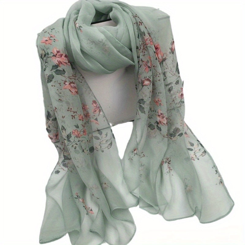 Lightweight Women's Floral Scarf Shawl – Elegant All-Season Wrap for Casual & Formal Outfits