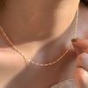 18K Gold-Plated Stainless Steel Thin Clavicle Necklace, Minimal Layering Chain for Women
