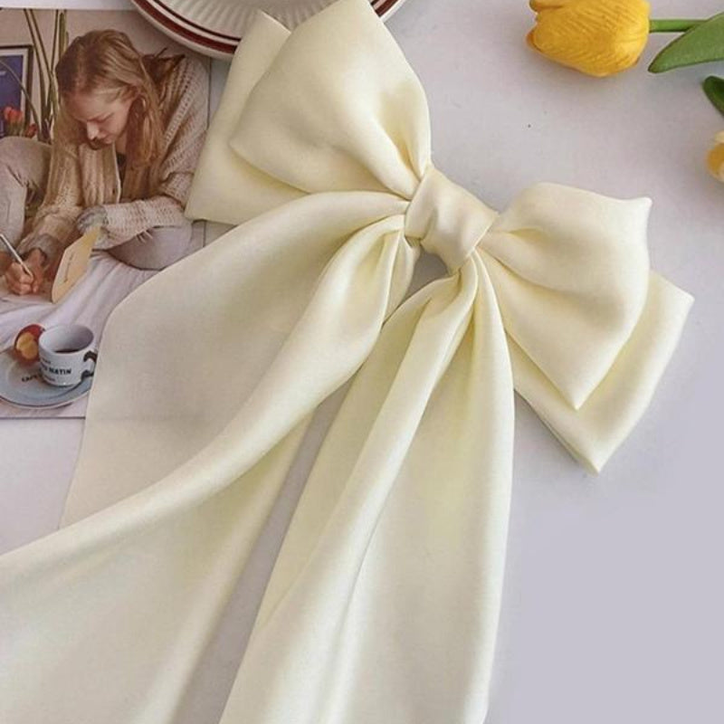 2-Pack Velour Ribbon Bow Hair Clips for Women and Girls - Elegant Solid Color Bowknot Hairpins