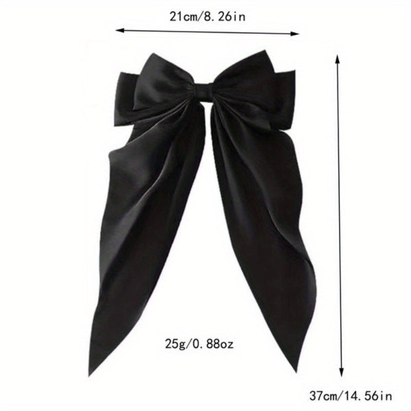 2-Pack Velour Ribbon Bow Hair Clips for Women and Girls - Elegant Solid Color Bowknot Hairpins