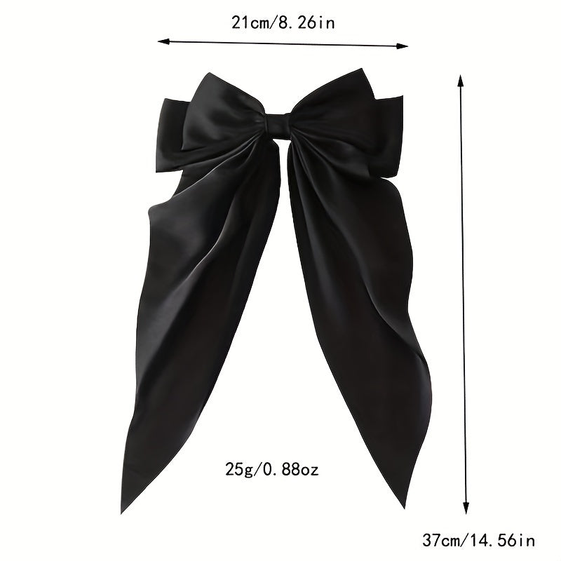 2-Pack Velour Ribbon Bow Hair Clips for Women and Girls - Elegant Solid Color Bowknot Hairpins