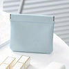Mini Self-Closing Travel Pouch — Lightweight PU Coin & Makeup Organizer, Compact Clutch (Sky Blue, Orange, Pink, Green)
