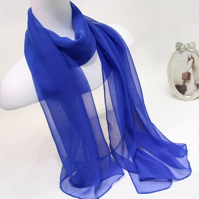 Lightweight Chiffon Scarf for Women, Sheer Black & Gray Gradient Shawl, Breathable Sun-Protective Beach Cover-Up, Jacquard Texture