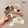 5-Pack Large Acrylic Hair Claw Clips for Thick Hair, Shark Clip Set for Updos Buns & Ponytails, Minimalist Elegant Hair Accessories