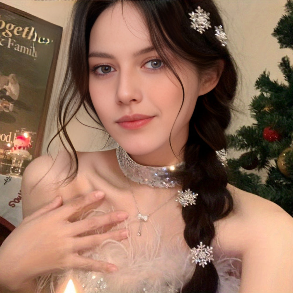 2 or 5-Piece Rhinestone Snowflake Pearl Hair Clips – Winter Christmas Side Barrettes for Women & Teens