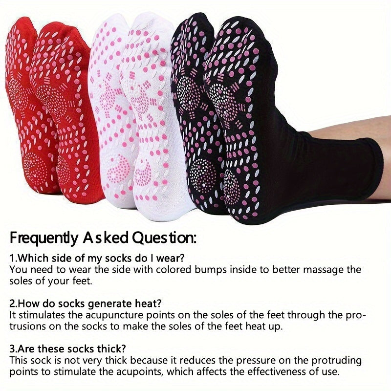 Unisex Acupressure Massage Socks – Breathable Nylon Thermal Foot Warmers with Heat Bumps, Battery-Free Circulation Support