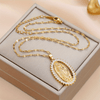 Virgin Mary Geometric Pendant Necklace - Gold-Tone Religious Jewelry for Women & Teens