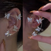 2-Piece Butterfly Ear Cuff Climber Earrings for Women – No-Piercing Silvery Ear Clips with Cubic Zirconia