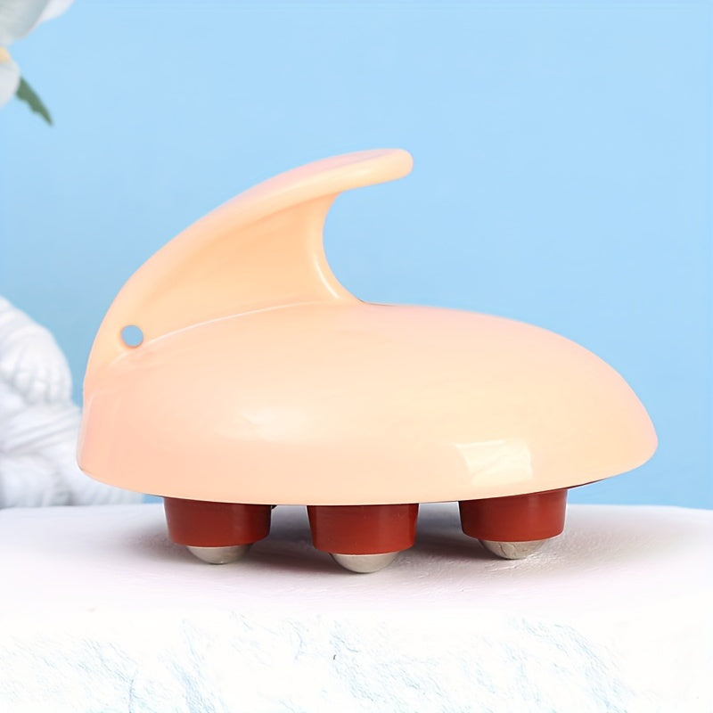 Full-Body 7-Bead Massage Roller - Manual Abdominal & Leg Massager with ABS Beads, Meridian Therapy, Pink/Beige/Peach