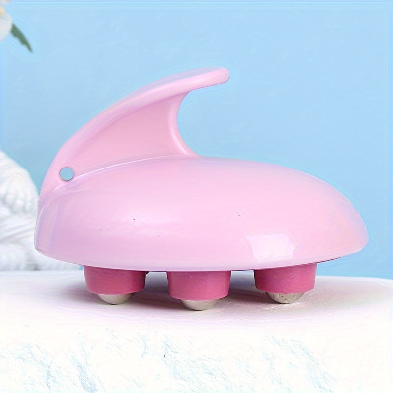 Full-Body 7-Bead Massage Roller - Manual Abdominal & Leg Massager with ABS Beads, Meridian Therapy, Pink/Beige/Peach