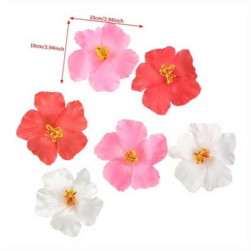 Tropical Hibiscus Flower Hair Clip - Red Bohemian Beach Hair Accessory for Women & Girls