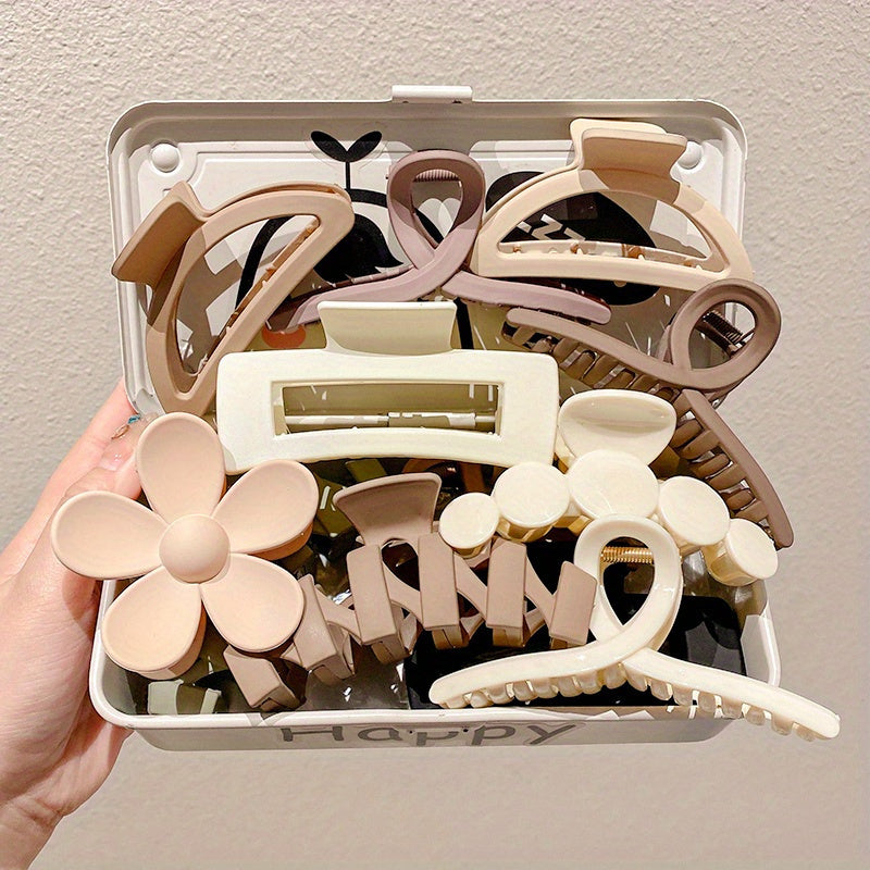 Elegant Acrylic Hair Claw Clips Set – 5/8/10-Pack Large Shark Clips for Thick Hair, Versatile Updo & Hair Decoration