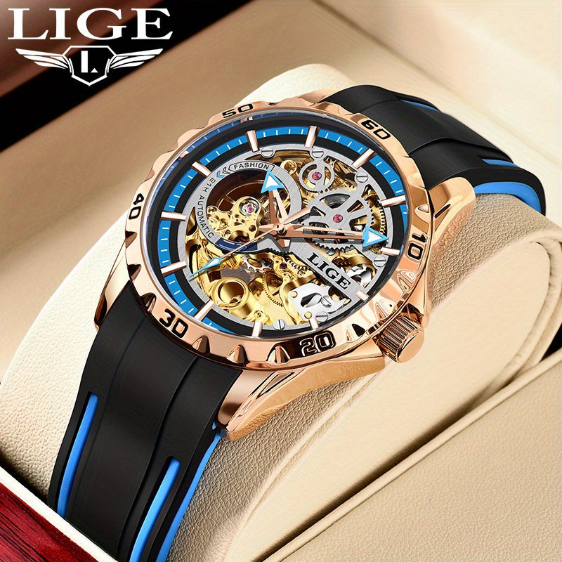 LIGE Women's Mechanical Luminous Watch — Fashion Casual Sports Watch with Silicone Strap