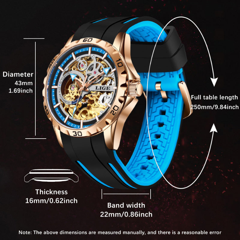 LIGE Women's Mechanical Luminous Watch — Fashion Casual Sports Watch with Silicone Strap