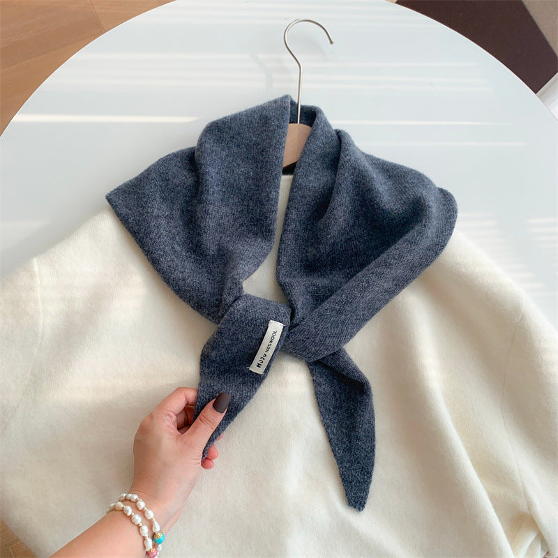 Women's Luxury 100% Wool Triangle Shawl Scarf - Brown Elegant Knit Neck Wrap, Headband & Face Cover for Winter, Office & Party