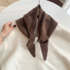 Women's Luxury 100% Wool Triangle Shawl Scarf - Brown Elegant Knit Neck Wrap, Headband & Face Cover for Winter, Office & Party