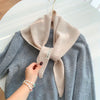 Women's Luxury 100% Wool Triangle Shawl Scarf - Brown Elegant Knit Neck Wrap, Headband & Face Cover for Winter, Office & Party