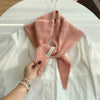 Women's Luxury 100% Wool Triangle Shawl Scarf - Brown Elegant Knit Neck Wrap, Headband & Face Cover for Winter, Office & Party