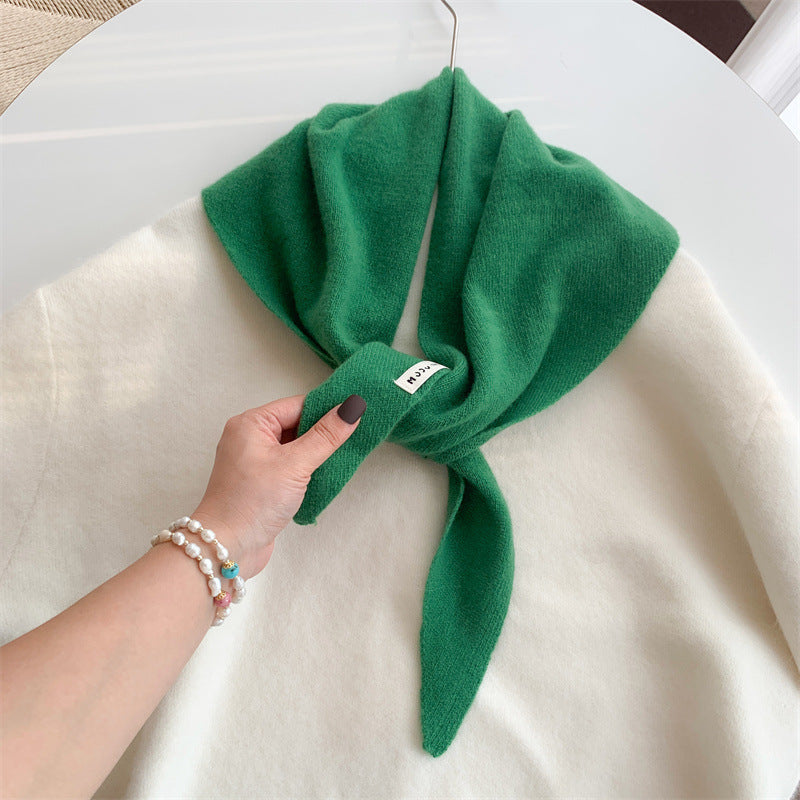 Women's Luxury 100% Wool Triangle Shawl Scarf - Brown Elegant Knit Neck Wrap, Headband & Face Cover for Winter, Office & Party