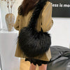 Heart-Shaped Faux Fur Shoulder Bag with Tassels, Plush Crossbody Handbag for Women, Large-Capacity Cute Punk Messenger Purse