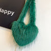 Heart-Shaped Faux Fur Shoulder Bag with Tassels, Plush Crossbody Handbag for Women, Large-Capacity Cute Punk Messenger Purse