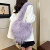 Heart-Shaped Faux Fur Shoulder Bag with Tassels, Plush Crossbody Handbag for Women, Large-Capacity Cute Punk Messenger Purse