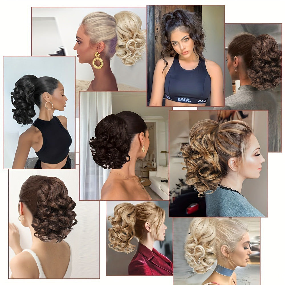 Curly Wavy Clip-In Ponytail – Clip-On Volumizing Hair Extension for Women – Heat-Resistant Fiber