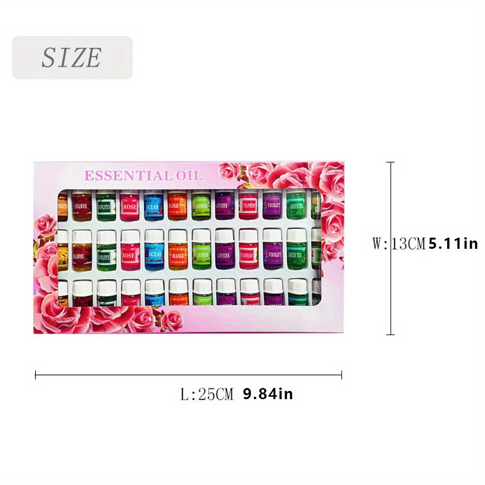 36-Pack Water-Soluble Essential Oils, 12 Scents (3ml Each) – Aromatherapy Diffuser & Perfume Making Set for Home Fragrance and Odor Removal