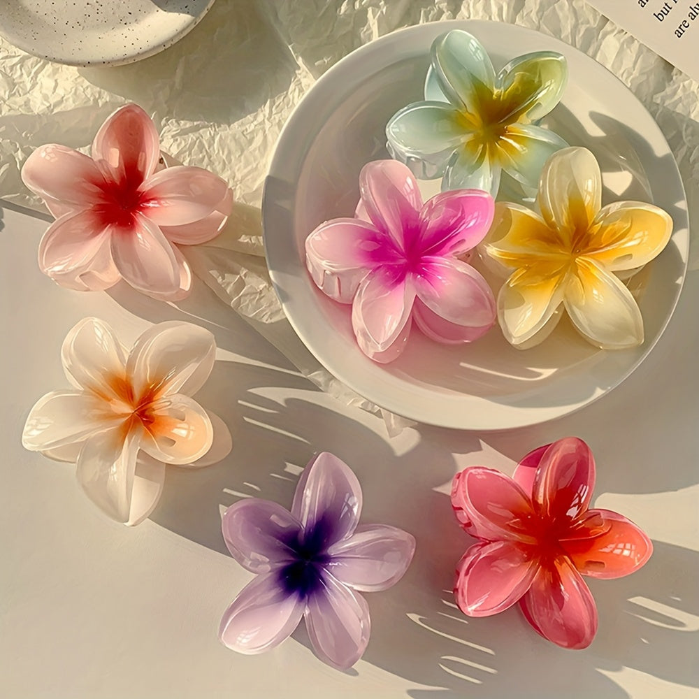 7-Pack Gradient Flower Hair Clips – Colorful Boho Hair Clips Set for Women & Teens, Cute Spring/Summer Accessories for Outings & Gifts
