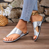 Women's Golden Snake Beige Slip-On Roman Sandals - Low Heel Round Toe Mules with Faux Upper & Rubber Sole