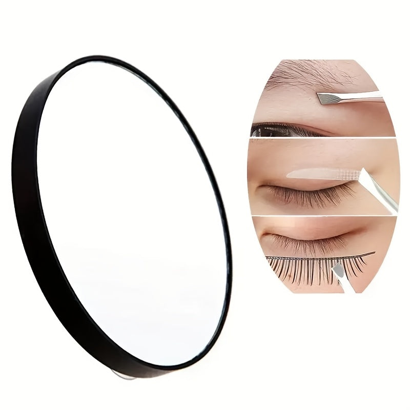 High-Definition Makeup Mirror 5x/10x/15x Magnification — Portable Suction Cup Travel Mirror, Clear Glass Black Frame